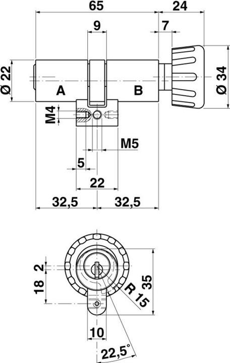 Produktbild Kaba Drehknopfzylinder 20 Typ M1519 (Drehknopfzylinder)