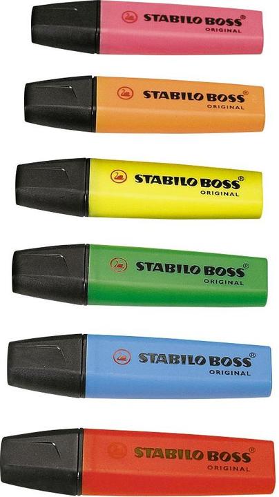 Actual product image STABILO BOSS ORIGINAL highlighter (Orange, Yellow, Green, Blue, Pink, Red, 5 mm, 6 x)