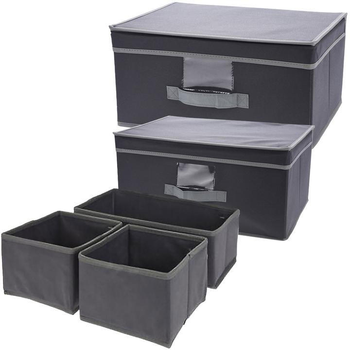 Produktbild Storage Solutions Aufbewahrungs-Set, 3tlg mit 2x Aufbewahrungsboxen & 1x Schubladen Organizer, schwarz