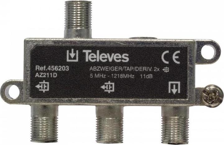 Produktbild Televes AZ211D 2-fach Abzweiger 5-1218 MHz AD:11dB 456203 (11 dB, Verteiler und Abzweiger)