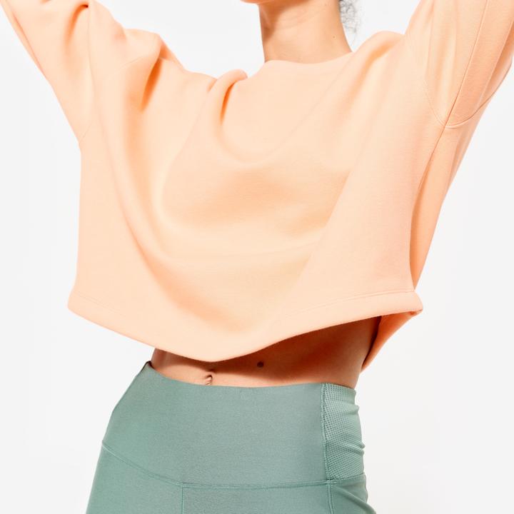 Produktbild Domyos Sweatshirt Crop Damen bequem dehnbar - pfirsich/orange (S)