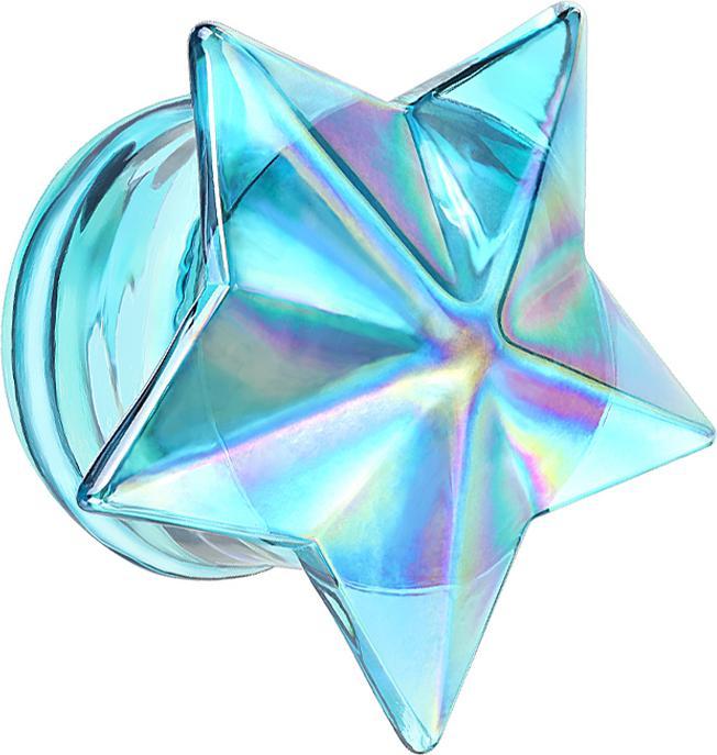 Produktbild Star Piercing Flared Plug blauer Stern aus Glas (Glas, ohne Messing)