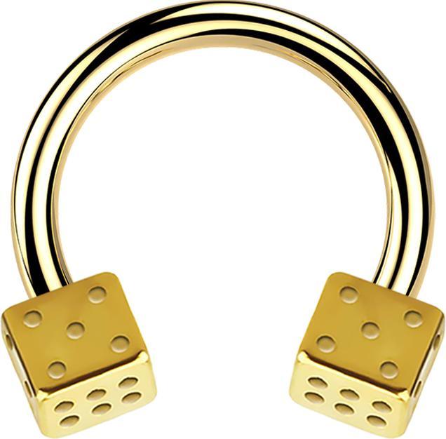 Produktbild Star Piercing Micro Circular Barbell vergoldet mit zwei Würfel (Chirurgenstahl 316L, ohne Messing)