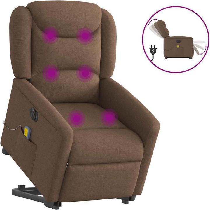 Immagine prodotto VidaXL Poltrona massaggiante elettrica con ausilio per l'assistenza in piedi in tessuto marrone