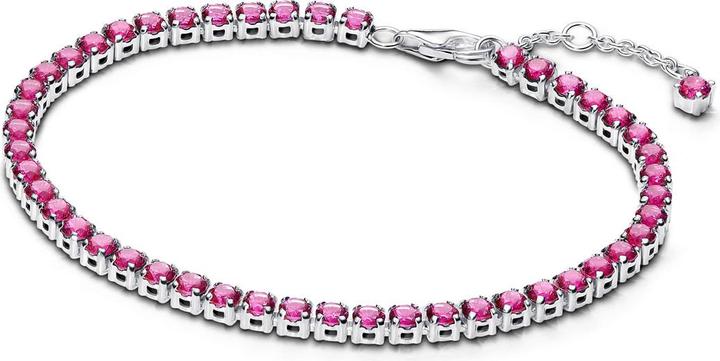 Pandora Funkelndes Rosafarbenes Tennisarmband (20 cm, Silber 925)