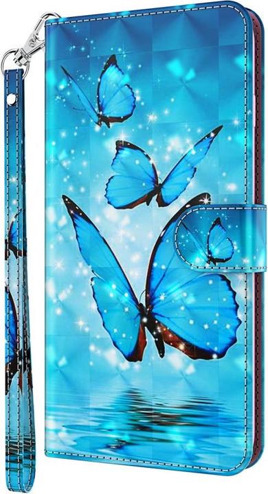 Actual product image Cover-Discount iPhone 13 mini - case glitter effect butterfly blue (Apple iPhone 13 mini)