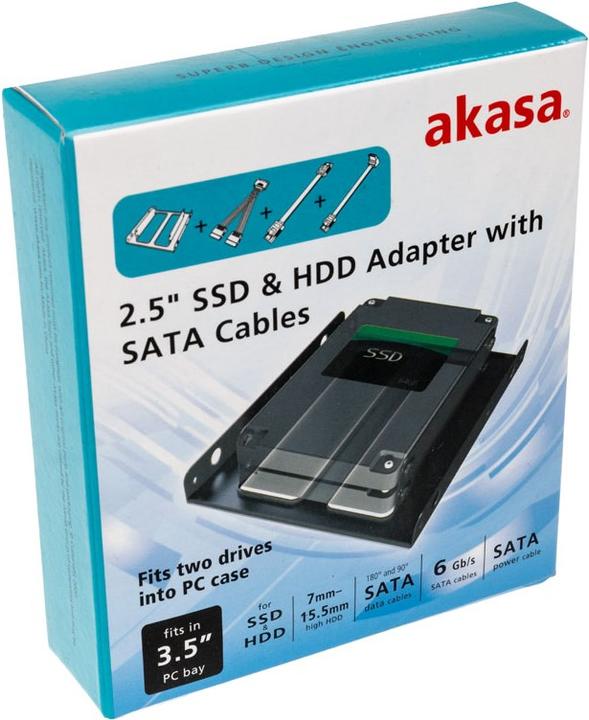 Actual product image Akasa 2.5" SSD & HDD Adapter with SATA Cable