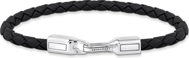 Thomas Sabo Lederarmband in Schwarz Silber (17 cm, Leder, 925 Sterlingsilber, Geschwärzt)