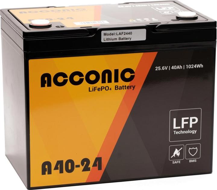 Image du produit Acconic A40 Batterie d'alimentation au lithium LiFePO4 24V (24 V, 40 Ah)