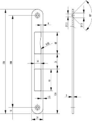 Produktbild BKS Schliessblech B 9000 Edelstahl Breite 24 x Länge 235 mm abgerundet DIN rechts flach (Türgriff)
