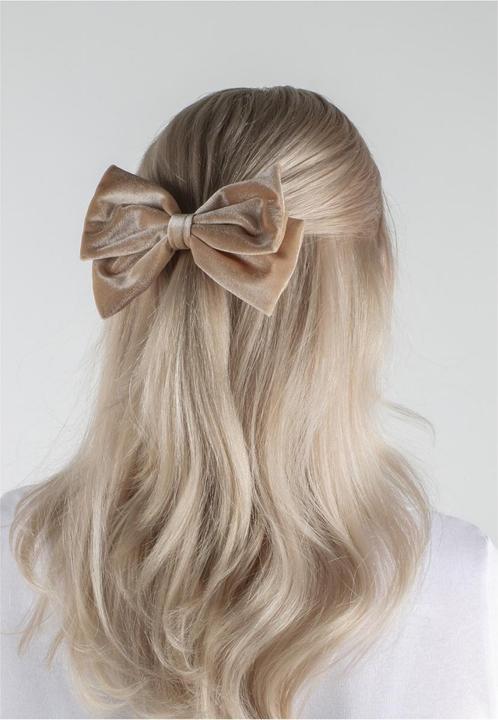 Immagine prodotto Trisa Capelli - Fermaglio per capelli in velluto e fiocco sabbia (Elastico per capelli)