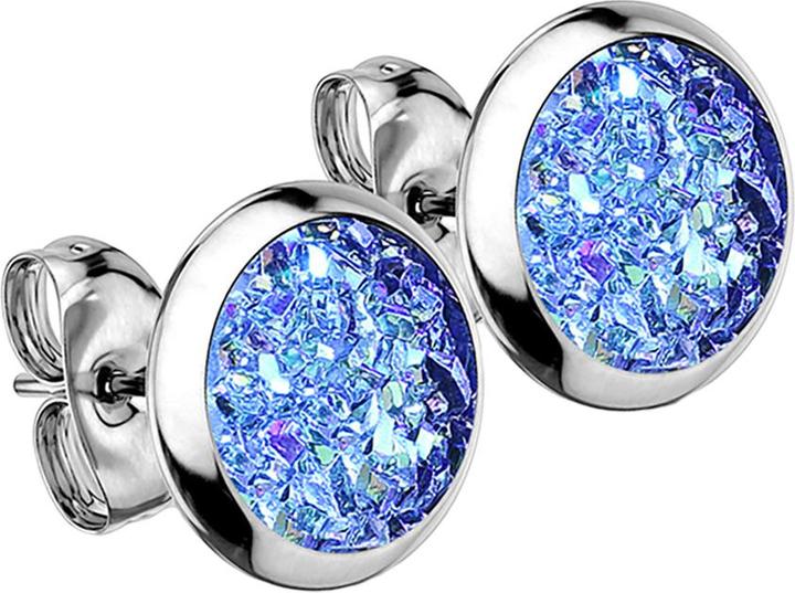 Star Piercing Ohrstecker silber mit Druse Stein blau (ohne Messing, Chirurgenstahl 316L)