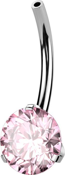 Actual product image Star Piercing Threadless Bananen-Stab silber mit Kristall pink gefasst (without brass, Titanium G23)