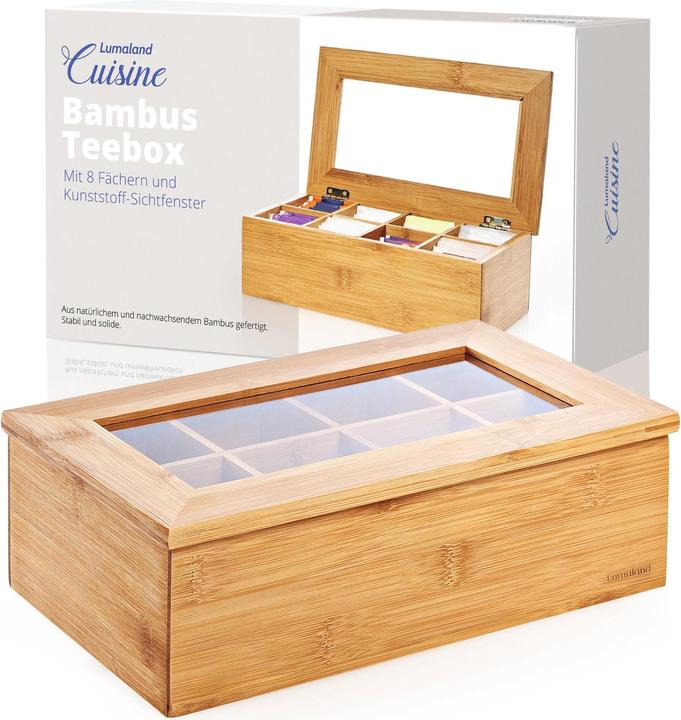 Image du produit Lumaland Teebeutel-Box 28 x 16 x 9 cm Bambus, China, 8 Fächer