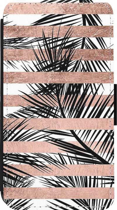 Produktbild PhoneLook Hülle Wallet schwarz Palm trees gold stripes (Apple iPhone 13 mini)