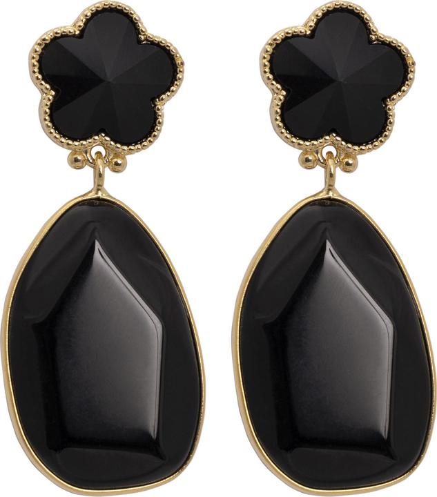 Uzurii Black Flower Nature Stone Ohrringe (925er Sterlingsilber)