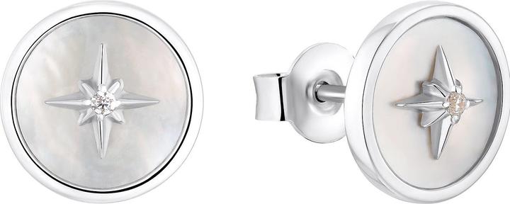 S.Oliver Ohrschmuck für Damen, 925 Sterling Silber, Zirkonia synth., Perlmutt | Stern (925er Silber)