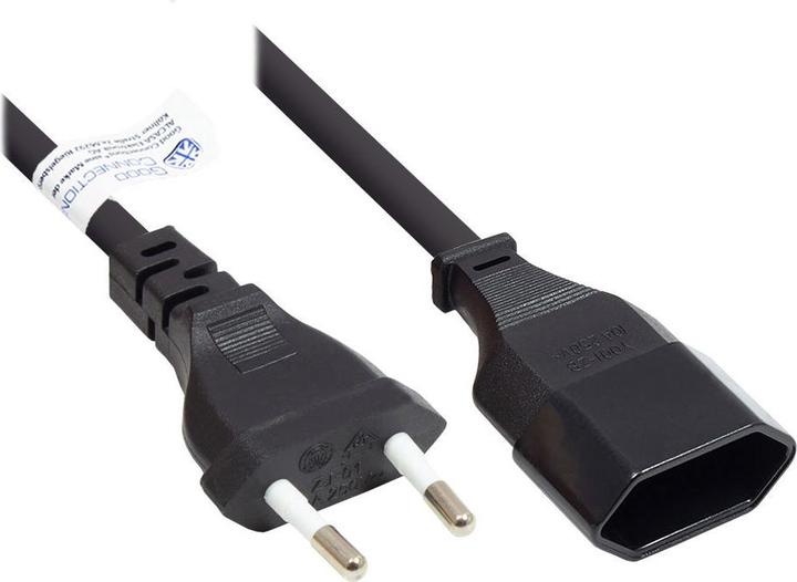 Produktbild Good Connections Euro-Verlängerung Euro-Stecker Typ C (gerade) an Euro-Buchse (gerade), schwarz, 0,75 mm², 0,2 m, ® (0.20 m)