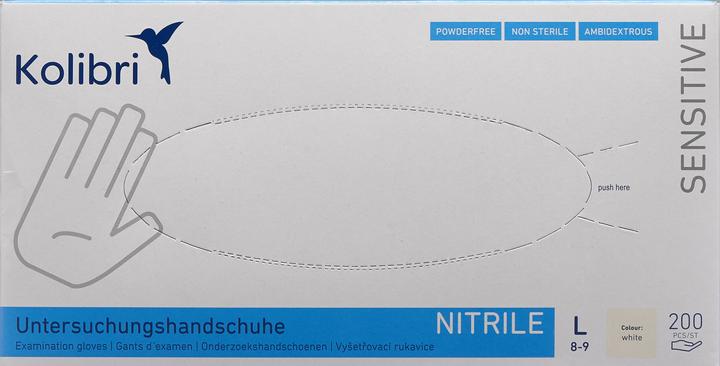 Produktbild Kolibri Nitrilhandschuhe Sensitive puderfrei unsteril weiss 240mm