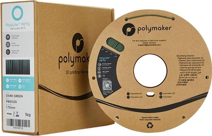 Produktbild Polymaker PB01035 Filament PETG hitzebeständig, hohe Zugfestigkeit 1.75 mm 1000 (PETG, 1.75 mm, 1000 g, Grün)