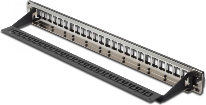Produktbild Digitus Modulares Patch Panel geschirmt 24-port Blank 1HE Rack Mount Farbe Schwarz transparente Logofelder