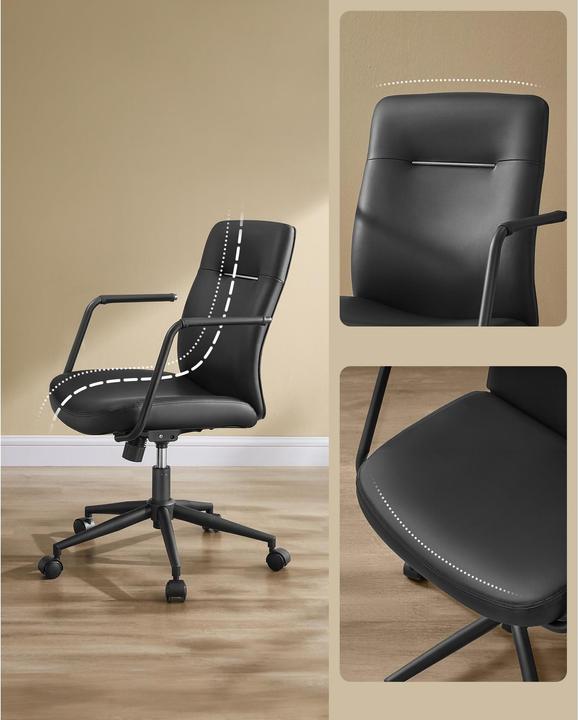 Image du produit Songmics Chaise de bureau avec dossier rembourré et accoudoirs, noir