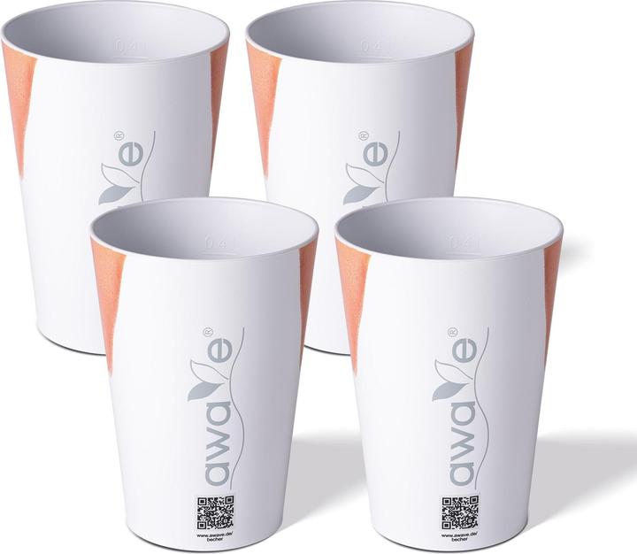 Produktbild Awave 4tlg. Festival Becher-Set, 400 ml, rPET, mit Eichstrich und Abstandshalter, Nasenmotiv (0.40 l, 4 x)