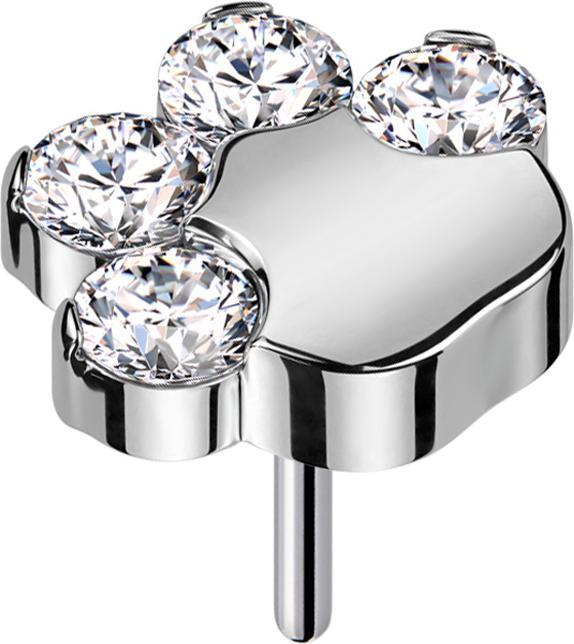 Immagine prodotto Star Piercing Zampa d'argento Threadless con cristalli d'argento (Titanio G23, senza ottone)