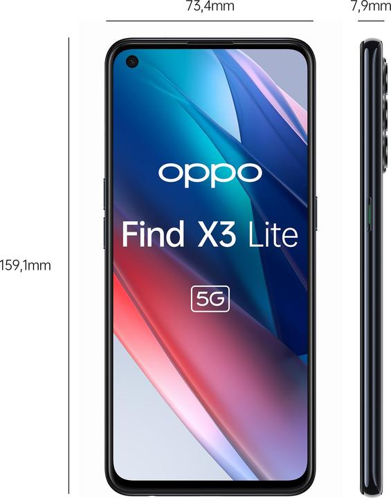 Produktbild OPPO Find X3 Lite (128 GB, Starry Black, 6.43", Dual SIM, 64 Mpx, 5G)