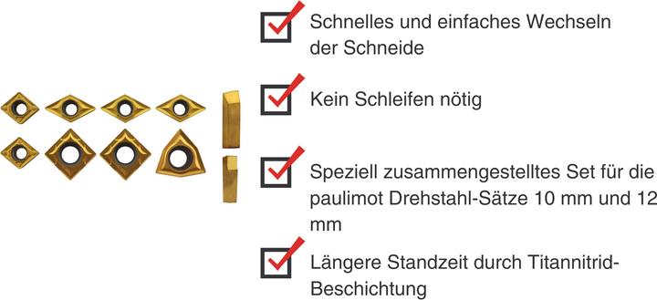 Actual product image Paulimot Schneidplatten für die Drehmeissel-Sets 10 mm und 12 mm, 10-teilig