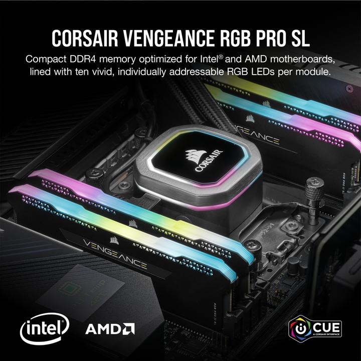 Actual product image Corsair Vengeance RGB Pro SL (4 x 16GB, 3200 MHz, DDR4-RAM, DIMM)