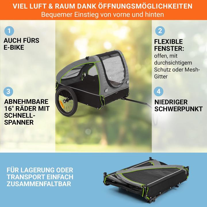 Produktbild Klarfit Hundeanhänger, Husky Grün