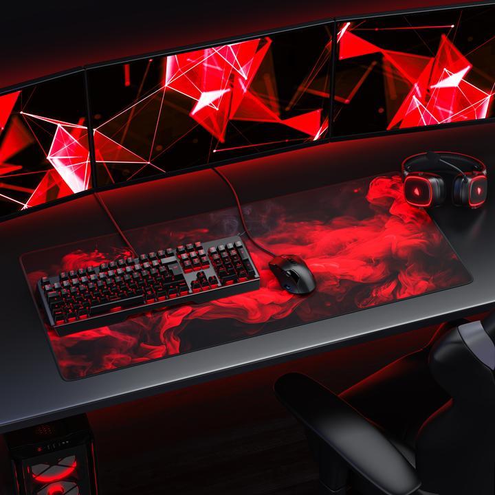 Actual product image Titanwolf Gaming Mouse Pad, 900 x 400mm XXL Speed Gaming Mouse Mat, Mousepad Extra Large Surface, Red Smoke (XXL)