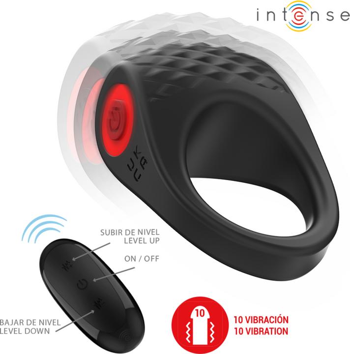Actual product image Intense Clover Vibrator Penis Ring 10 Vibrations Black