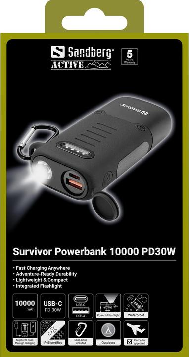 Actual product image Sandberg Survivor Powerbank (10000 mAh, 30 W, 36 Wh)