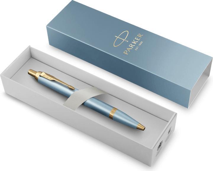 Immagine prodotto Parker Pen Parker IM Writing Rituals, penna a sfera, finitura verde turchese con sfumatura, finiture dorate, P (Blu, 1 x)