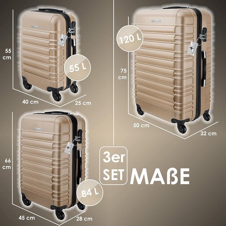 Immagine prodotto Kesser Set di valigie da 3 pezzi (120 l, M (50 - 90l), L (90 - 115l), XL (da 115l))