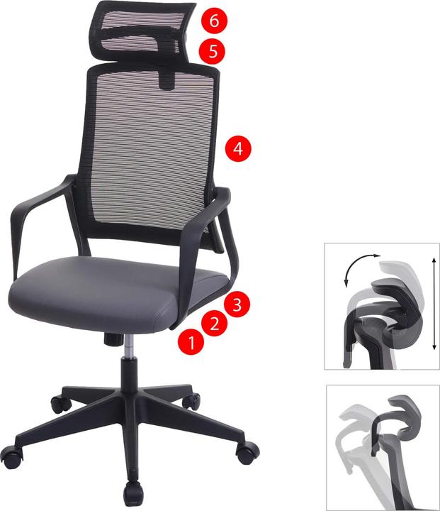 Image du produit Swisshandel24 chaise de bureau, chaise pivotante chaise de bureau, appui-tête ergonomique, similicuir gris