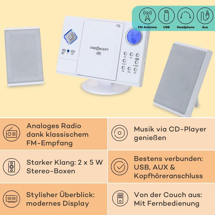 Produktbild OneConcept Stereoanlage weiss