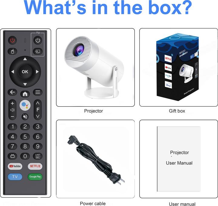 Immagine prodotto PhoneLook Proiettore Multimedia HG50 LED HD per home cinema con screen mirroring (Android 12, WiFi 6) (HD, 300 lm)