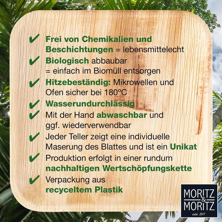 Produktbild Moritz & Moritz 25tlg. Palmblatt Geschirr Eckig 20x20cm (25 x)