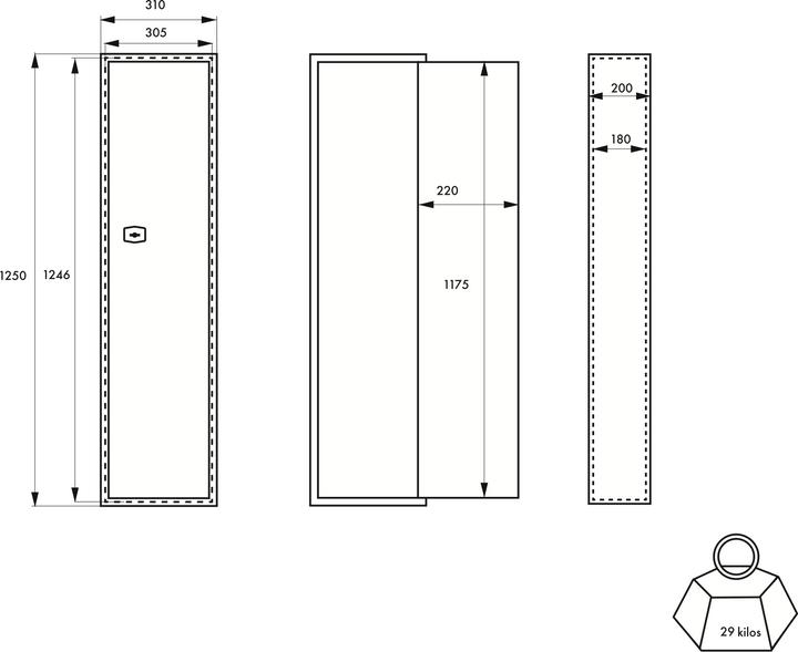 Produktbild Thirard Gewehrschrank brissac, Schlüsselverriegelung, 2 Riegel, Kapazität für 5 Gewehre