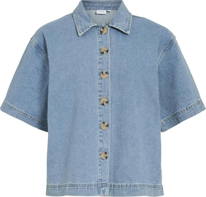 Vila VIHIMLA Kurzärmeliges Jeanshemd