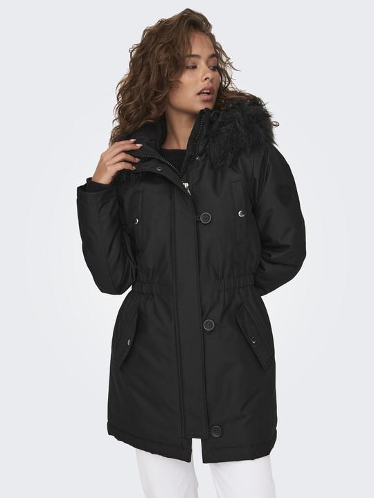 Produktbild Only Kapuze mit abnehmbarem Kunstfell-Rand Gerippte Ärmelbündchen Parka Langer Parka (M)