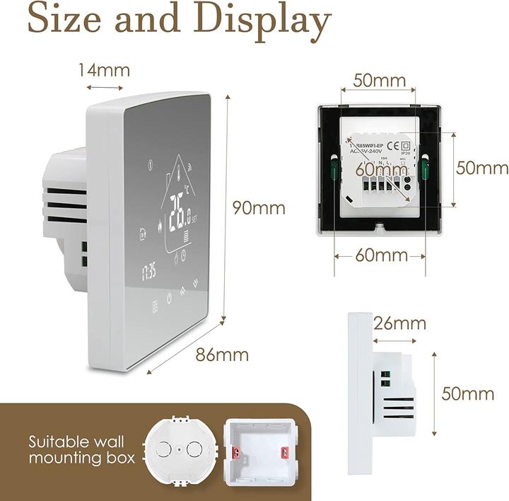 Immagine prodotto Beok controls Termostato per riscaldamento elettrico, 1pc WIFI
