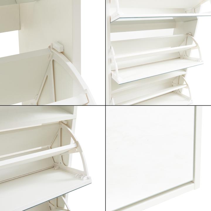 Produktbild En.Casa Schuhkipper Lund mit 4 verspiegelten Klappen Weiss