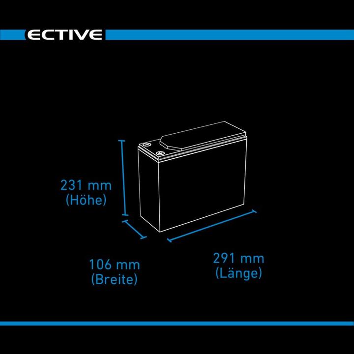 Image du produit Ective Batterie AGM 60Ah 12V Deep Cycle Slim Front Terminal Batterie d'alimentation (12 V, 60 Ah)