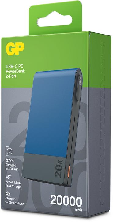 Produktbild GP Batteries GP PowerBank MP20B 20000mAh USB-C/USB-A blau 130M20BBLUE (20000 mAh, 22.50 W, 74 Wh)