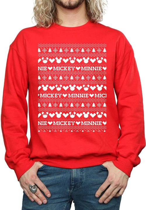 Actual product image Disney Mens Mickey And Minnie Christmas Fair Isle Sweatshirt (XXL)