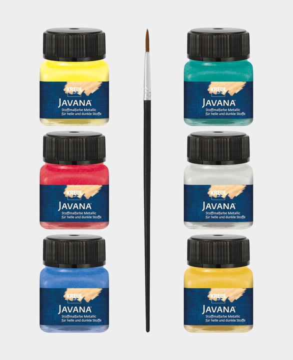 Immagine prodotto Kreul Set di colori di base (rosso metallizzato, Oro Metallico, Argento metallizzato, Giallo sole metallizzato, Blu zaffiro metallizzato, Smeraldo metallizzato, 120 ml)